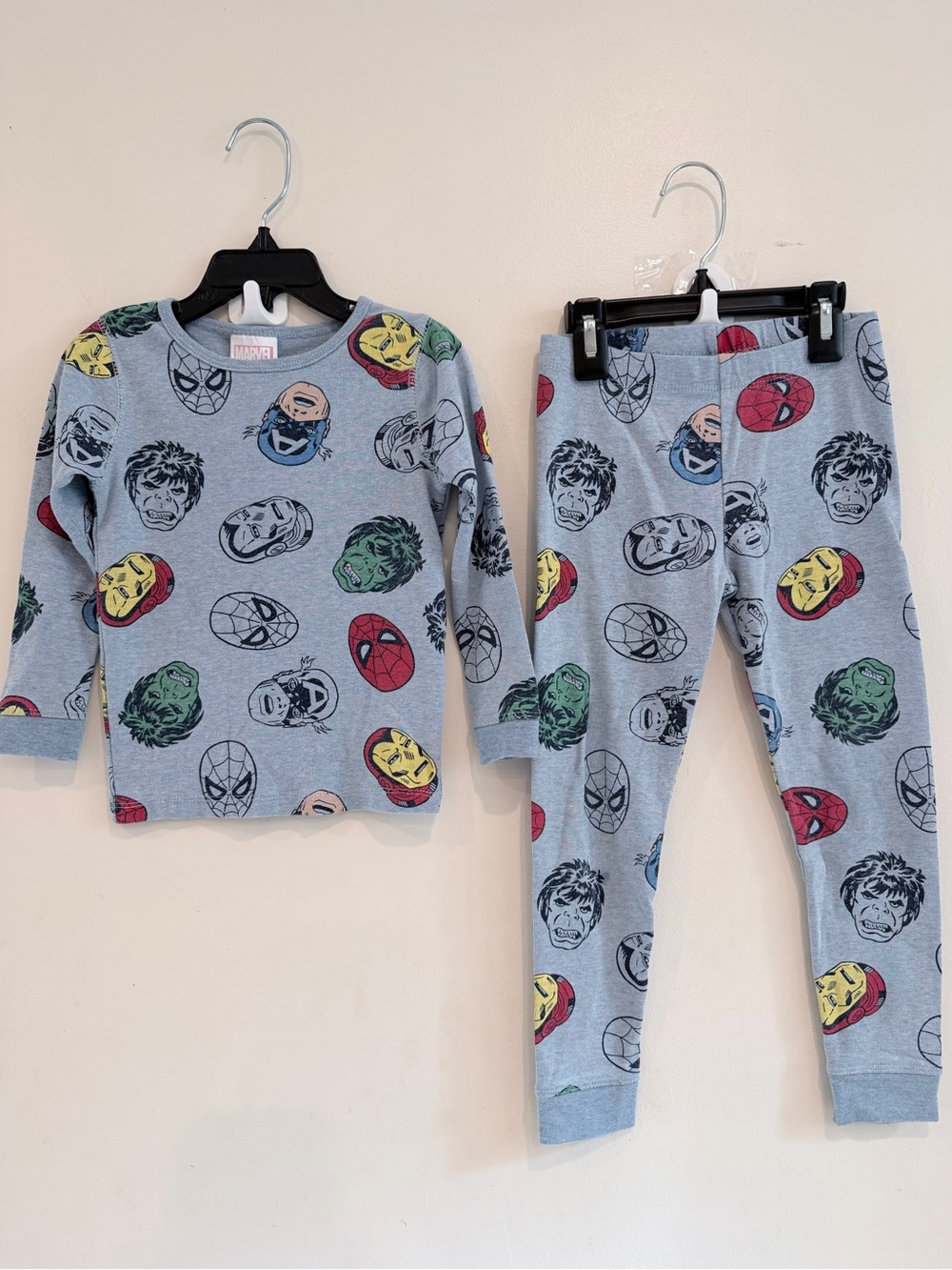 Marvel Kids' Grey Superhero Face Pajama Set